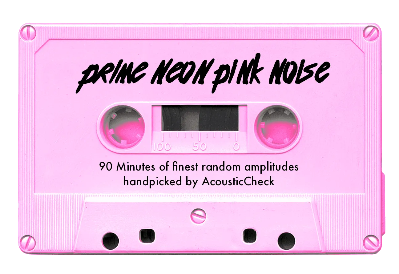 Pink cassette labelled "Prime Neon Pink Noise"
