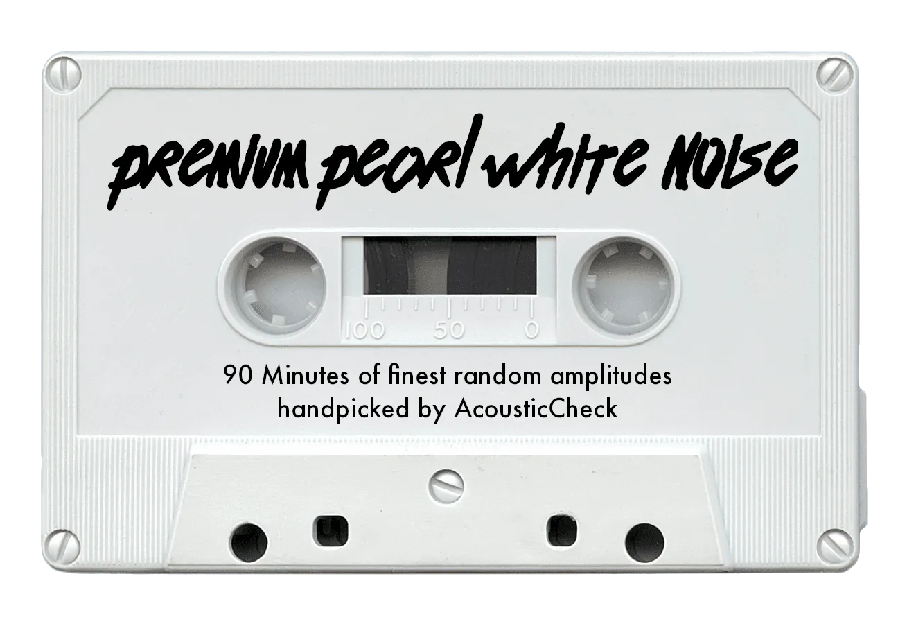 White cassette labelled "Premium Pearl White Noise"